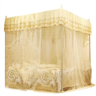 Four Corner Post Elegant Net Bed Canopy Set, Luxury Princess Bed Curtain Net Bed Netting Canopy for Home(S)