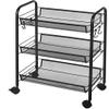 Urban Lifestyle 3 Tier Mesh All Purpose Utility Rolling Storage Cart, Black view 1