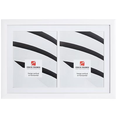 Craig Frames 12 x 18 Inch White Picture Frame, Single White Collage Mat with 2, 8 x10 Inch Openings