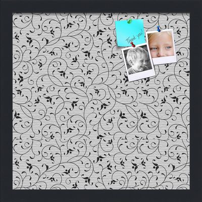 PinPix ArtToFrames 12x12 Custom Cork Bulletin Board Bk Seemless Flower Poster Board Has a Fabric Style Canvas Finish, Framed in Satin Black (PinPix-122)