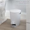 Bath Bliss 5 Liter Step Pedal Trash Bin | Soft Close Lid | Hands Free | Small Waste Basket | Garbage Can | Contemporary Design | Bathroom | Office | Dorm | White view 4