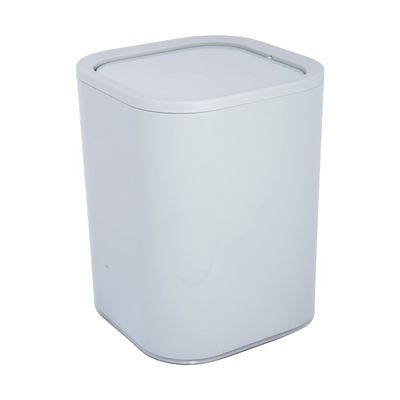 Bath Bliss 8 Liter Acrylic Wastebasket | Weighted Swing Top Lid | Small Trash Can | Waste Bin | Garbage Container | Contemporary Design | Bathroom | Bedroom | Office | Dorm | Grey