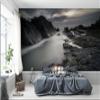 Niwo ART - Rugged Coastline Black And White, Removable Wall Mural | Self-Adhesive Large Wallpaper (96"x144") view 1