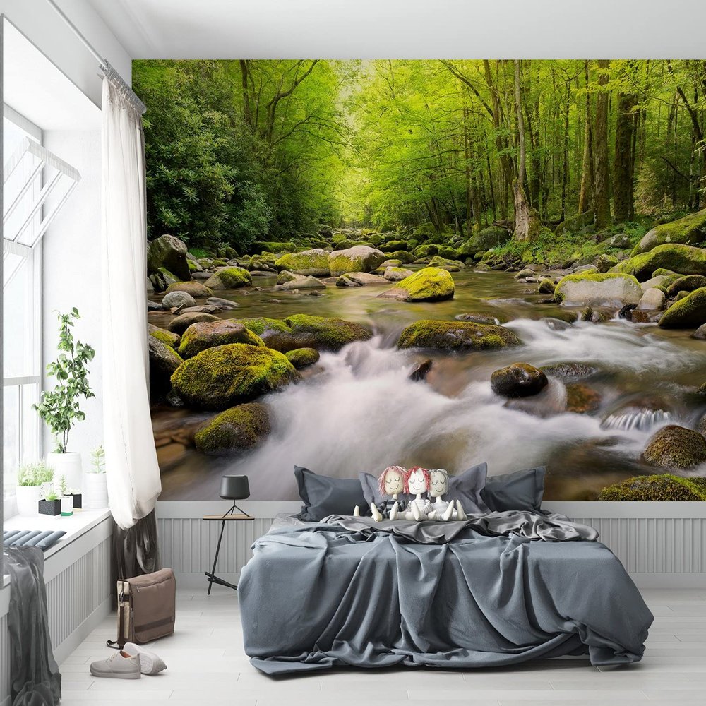 Niwo ART - Mountain Stream, Removable Wall Mural | Self-Adhesive Large Wallpaper (96"x144")