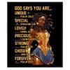 African American Woman - African American Wall Art for Girls - God Says You Are - Christian Wall Decor - Bible Verses - Black Art - Religious Gifts for Women - Inspirational Motivational Unframed view 1
