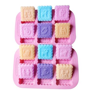 ZQWE 2 pieces Twelve Constellation Silicone Biscuit 3D Mold DIY Soap Ice Cake Chocolate Sweet Moulds Resin Casting Crafts