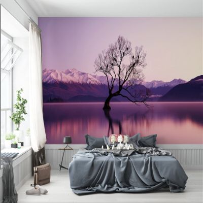 Niwo ART - Birds Tree Lake, Removable Wall Mural | Self-Adhesive Large Wallpaper (64"x96")