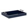Kate and Laurel Lipton Modern Rectangular Tray, 16 x 12.25, Navy Blue and Silver, Decorative Accent Tray for Storage and Display view 1