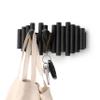 Umbra Picket Wall-Mounted Coat Rack Rail Hook with 5 Retractable Wood Pegs  Modern, Space-Saving Storage Organizer, Black view 1