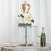 12'' Metal Crystal Cake Stand Cake Holder Cupcake Stand Dessert Tower Wedding Party Display with Acrylic Chains - Silver view 3