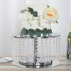 8'' Metal Crystal Cake Stand Cake Holder Cupcake Stand Dessert Tower Wedding Party Display with Acrylic Chains - Silver view 1