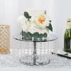 8'' Metal Crystal Cake Stand Cake Holder Cupcake Stand Dessert Tower Wedding Party Display with Acrylic Chains - Silver view 3