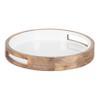 Kate and Laurel Ehrens Boho Wood Tray, 15 Inch Diameter, Natural and White, Round Accent Tray for Transitional Decor view 1