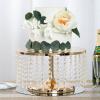 8'' Metal Crystal Cake Stand Cake Holder Cupcake Stand Dessert Tower Wedding Party Display with Acrylic Chains - Gold view 1