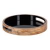 Kate and Laurel Ehrens Modern Wooden Tray, 15 inch Diameter, Natural and Black, Round Accent Tray for Farmhouse Decor view 1