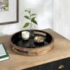Kate and Laurel Ehrens Modern Wooden Tray, 15 inch Diameter, Natural and Black, Round Accent Tray for Farmhouse Decor view 2