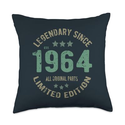 62 Year Old Bday Legend Since 1964 - Vintage 62nd Birthday Throw Pillow