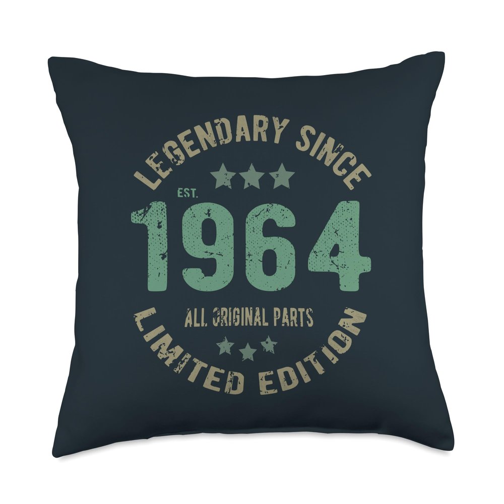62 Year Old Bday Legend Since 1964 - Vintage 62nd Birthday Throw Pillow
