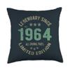 62 Year Old Bday Legend Since 1964 - Vintage 62nd Birthday Throw Pillow view 1