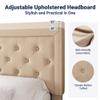 Allewie Full Size Button Tufted/Fabric Upholstered Bed Frame with Adjustable Headboard/Wood Slat Support/Mattress Foundation/Beige view 4