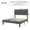 Allewie Full Size Button Tufted Platform/Fabric Upholstered Bed Frame with Adjustable Headboard/Wood Slat Support/Mattress Foundation/Dark Grey (Full) view 2