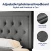 Allewie Full Size Button Tufted Platform/Fabric Upholstered Bed Frame with Adjustable Headboard/Wood Slat Support/Mattress Foundation/Dark Grey (Full) view 4