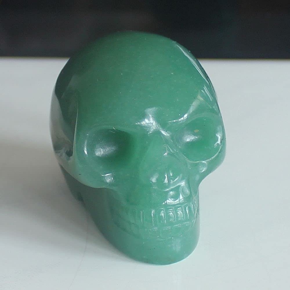 2'' Hand Carved Mixed Gemstone Crystal Skull Figurine Carving Home Decor (Green Aventurine)