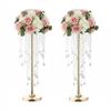 21.6in Beaded Crystal Flower Stands for Centerpieces, Golden Flower Holders Road Leading Candle Holders, Elegant Flower Vases for Home Party Anniversary Christmas Wedding Decorations view 1
