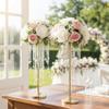 21.6in Beaded Crystal Flower Stands for Centerpieces, Golden Flower Holders Road Leading Candle Holders, Elegant Flower Vases for Home Party Anniversary Christmas Wedding Decorations view 2
