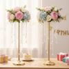 21.6in Beaded Crystal Flower Stands for Centerpieces, Golden Flower Holders Road Leading Candle Holders, Elegant Flower Vases for Home Party Anniversary Christmas Wedding Decorations view 4