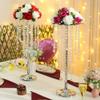 21.6in Silver Wedding Centerpiece Stands, 2pcs of Metal Flower Holders, Elegant Flower Vases with Crystal Pendants for Reception Table Wedding Anniversary Party Event Home Dcor view 2