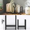 4PCS Plate Holders Organizer, Metal Dish Storage Dying Display Rack for Cabinet, Counter and Cupboard - Black 2 Small and 2 Large view 1