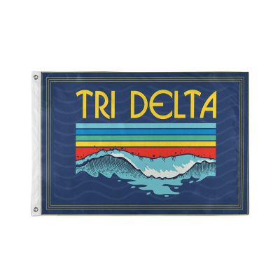 BBGreek Tri Delta Official Vendor - Large Wall Flag - 3 x 5 Feet - Large Microfiber Beach Wave - Sorority Paraphernalia
