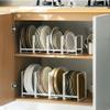 4PCS Plate Holders Organizer, Metal Dish Storage Dying Display Rack for Cabinet, Counter and Cupboard - White 2 Small and 2 Large view 3
