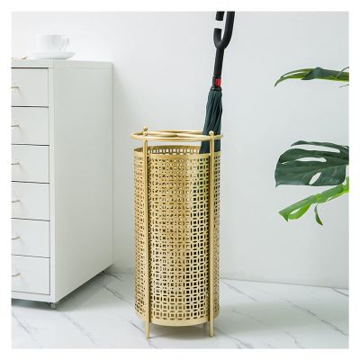 Umbrella Racks Golden Wrought Iron Umbrella Stand Holder, Retro Umbrella Basket Decorated at The Entrance of The Hotel Cafe, Saving Space, with 4 Hooks