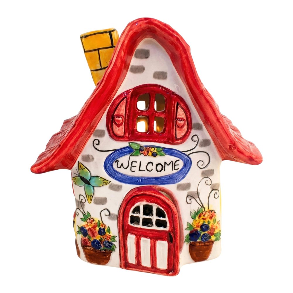 Blue Sky Clayworks Small Cottage Candle House, 5.75" L x 5.5" W x 6.25" H
