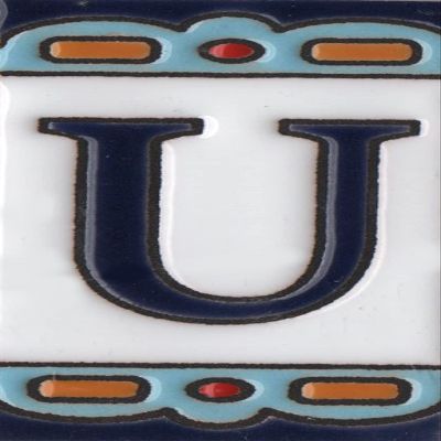 Spanish 7.5cm x 3.7cm Abstract Hand-Painted Ceramic Numbers, Letters, Tiles & Filigree Metal Frames (U)