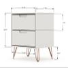 Manhattan Comfort Rockefeller Nightstands Set of 2, Mid Century Modern Bedside Table with Drawers, Minimalist Display and Storage Organizer, Ideal for Bedroom and Living Room, Off-White view 3