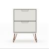 Manhattan Comfort Rockefeller Nightstands Set of 2, Mid Century Modern Bedside Table with Drawers, Minimalist Display and Storage Organizer, Ideal for Bedroom and Living Room, Off-White view 4