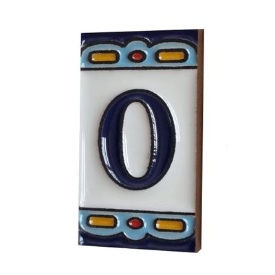 Spanish 7.5cm x 3.7cm Abstract Hand-Painted Ceramic Numbers, Letters, Tiles & Filigree Metal Frames (O)