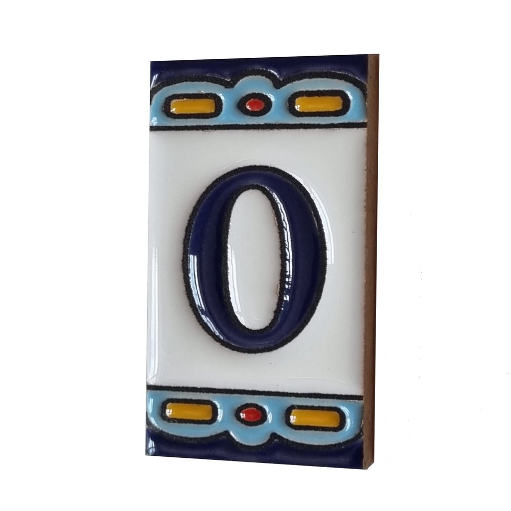 Spanish 7.5cm x 3.7cm Abstract Hand-Painted Ceramic Numbers, Letters, Tiles & Filigree Metal Frames (O)