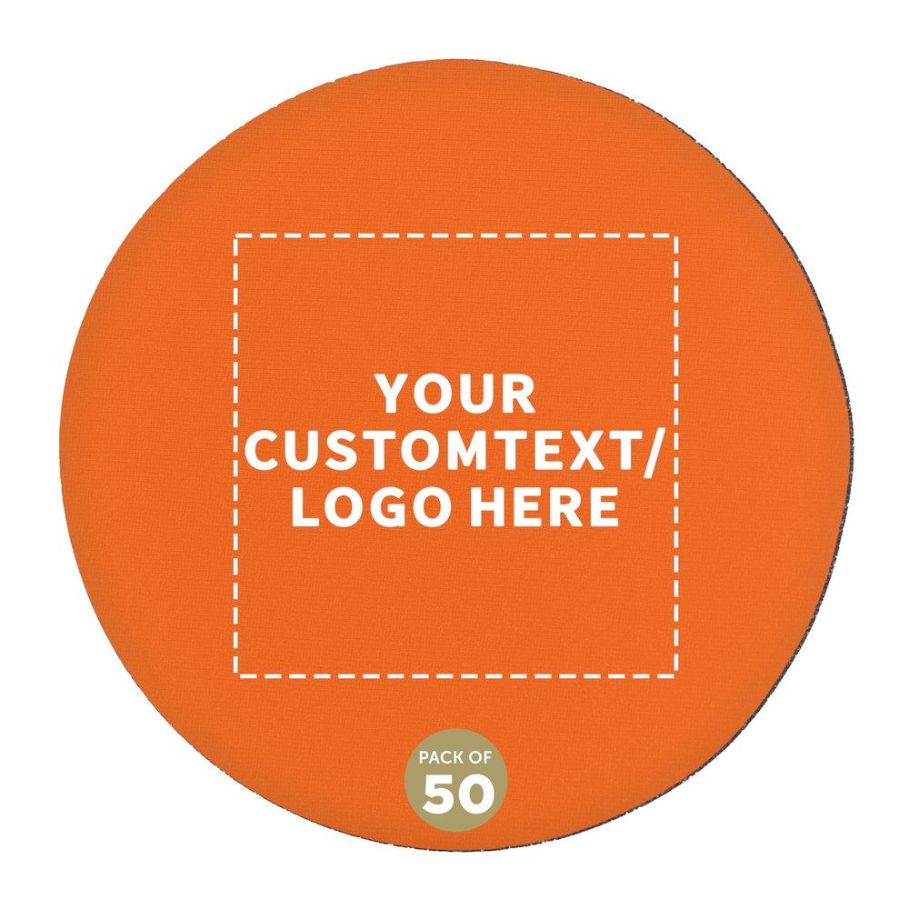 50 Round Foam Bud Coasters Pack, 4 inch - Customizable Text, Logo - PU Foam, Party Favor - Neon Orange