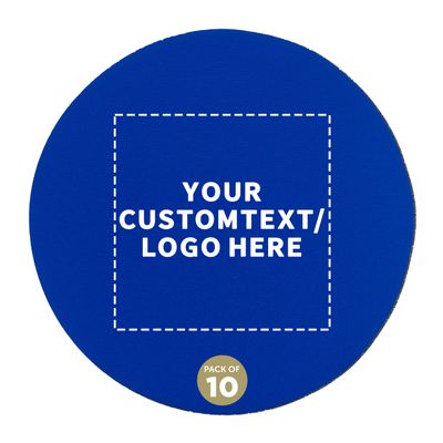 10 Round Foam Bud Coasters Pack, 4 inch - Customizable Text, Logo - PU Foam, Party Favor - Royal Blue