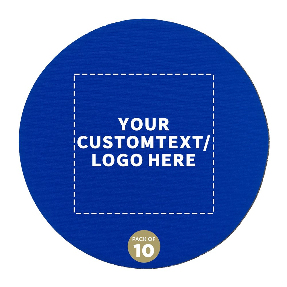 10 Round Foam Bud Coasters Pack, 4 inch - Customizable Text, Logo - PU Foam, Party Favor - Royal Blue
