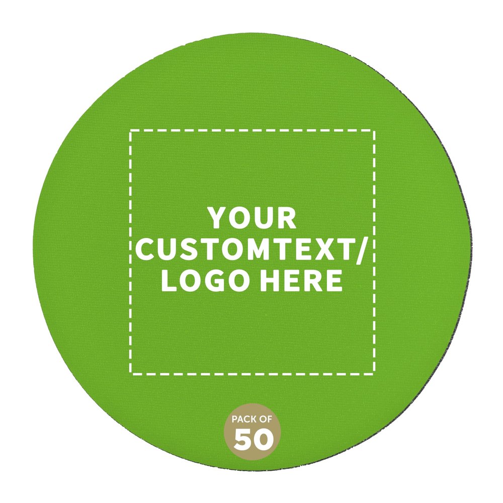 50 Round Foam Bud Coasters Pack, 4 inch - Customizable Text, Logo - PU Foam, Party Favor - Lime Green