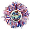 Artisan Patriotic Gnome Welcome Red White and Blue Wreath for Front Door Outside, Independence Day, July 4th Decorations view 1