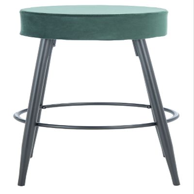 SAFAVIEH Home Collection Bohden Malachite Green Velvet/Black 24-inch Round Kitchen Breakfast Nook Island Dining Pub Counter Stool