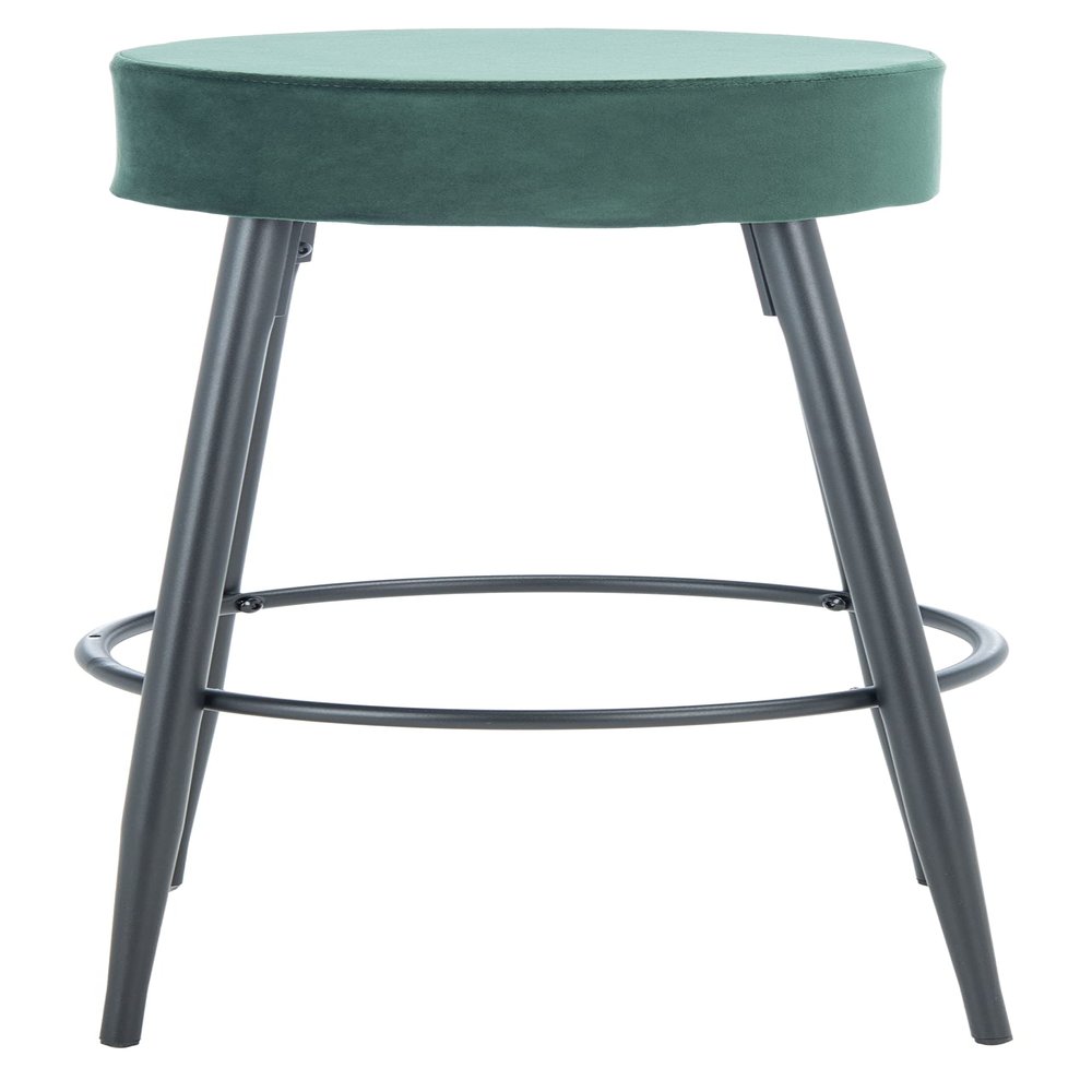 SAFAVIEH Home Collection Bohden Malachite Green Velvet/Black 24-inch Round Kitchen Breakfast Nook Island Dining Pub Counter Stool