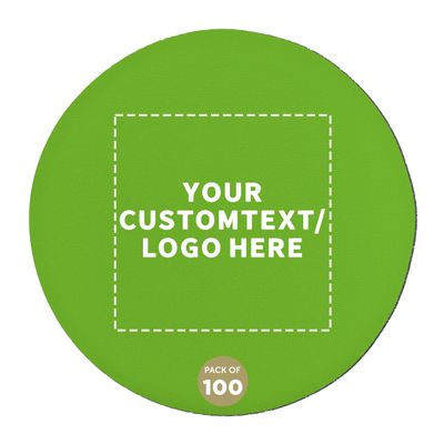 100 Round Foam Bud Coasters Pack, 4 inch - Customizable Text, Logo - PU Foam, Party Favor - Lime Green