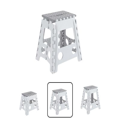 ARREGUI TB-039-GB Tabouret pliant | Marchepied pour adultes et enfants | Escabeau pliant | Tabouret marchepied enfant | Tabouret pour la cuisine, salle de bain, camping | 39 cm hauteur | Blanc et Gris